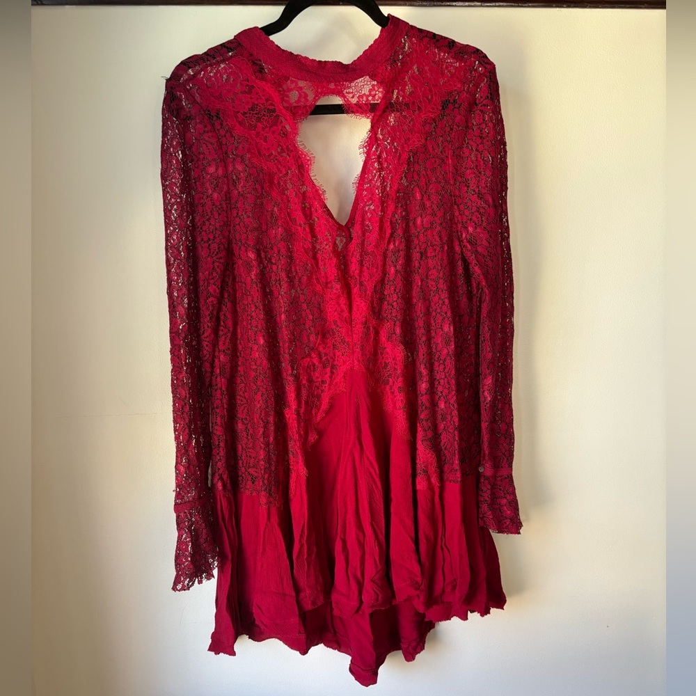 Free People Red Lace Dress